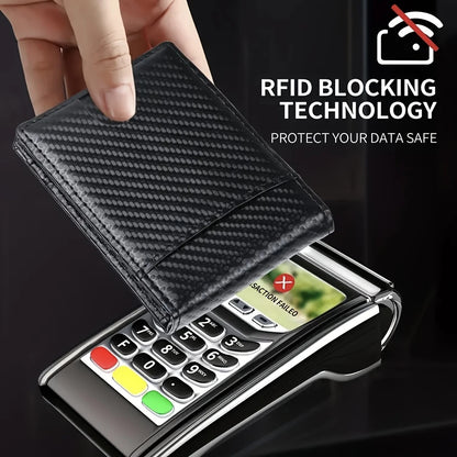 Minimalist Anti-theft RFID Carbon Fiber Men's Dollar Card Holder Portable Ultra-thin Multi-card Slot Wallet Card Holder Business Multi-function Card Holder Card Holder Integrated Wallet