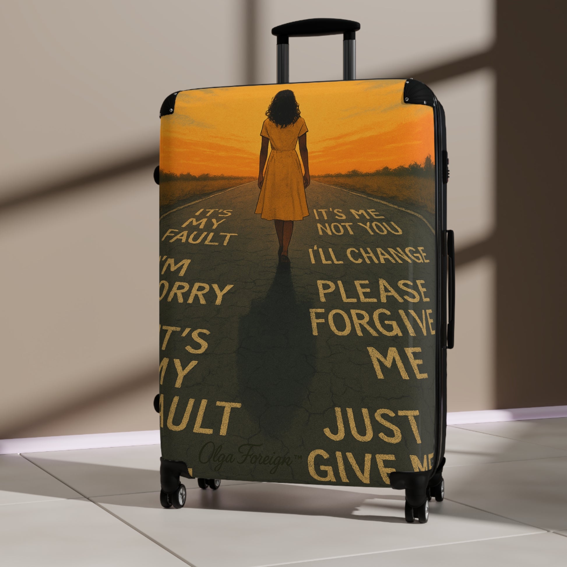 "Goodbye" by Olga Foreign suitcases. Perfect for leaving that situation behind.