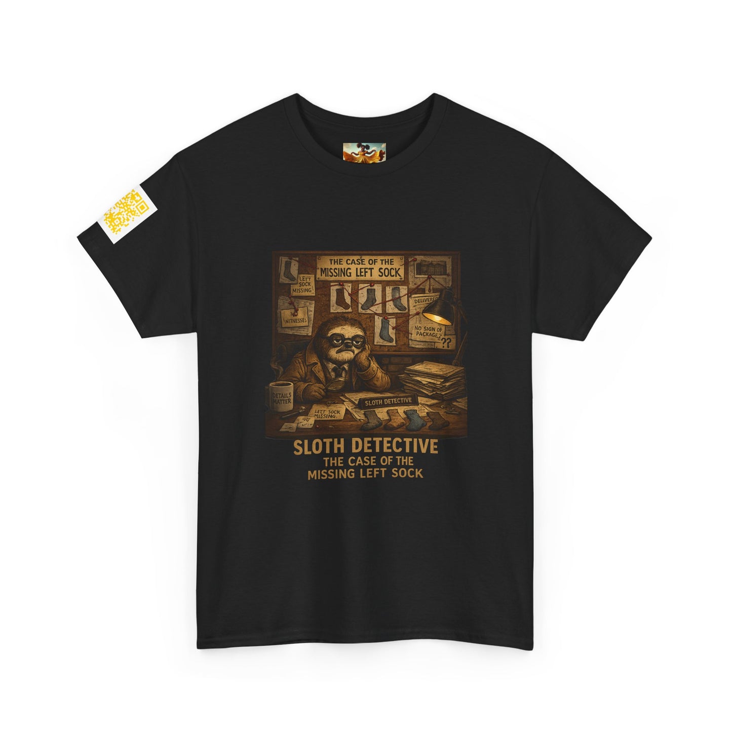 Sloth Detective T-Shirt – “The Case of the Missing Left Sock” By Olga Foreign Vintage Mystery Tee