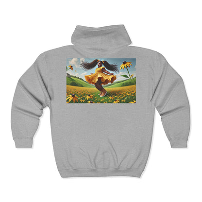 Olga Foreign design Joyous Black Full Zip Hoodie - Celebrate Happiness with Artful Design based on the poem "I did Me'