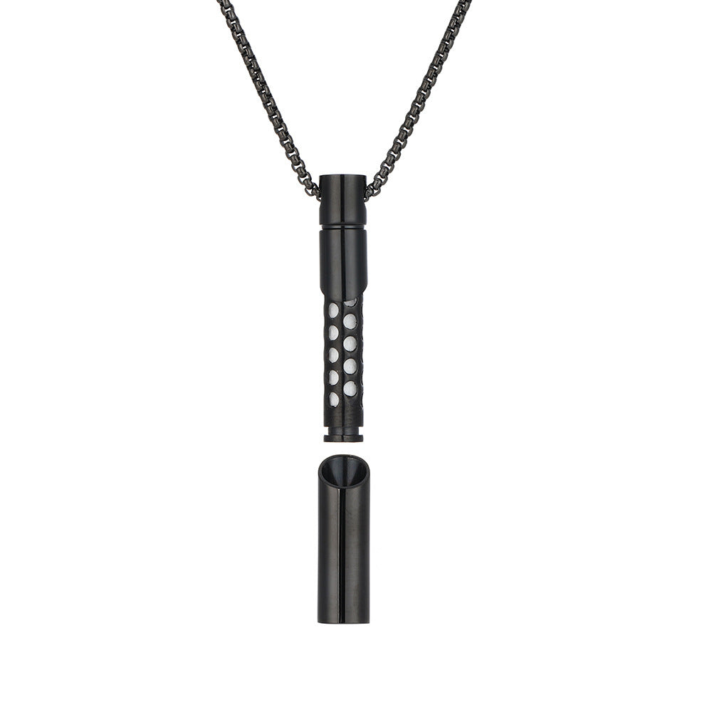 Breathing Decompression Snuff Bottle Geometric Pendant Lettering Stainless Steel Thread Aromatherapy Necklace