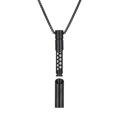 Breathing Decompression Snuff Bottle Geometric Pendant Lettering Stainless Steel Thread Aromatherapy Necklace