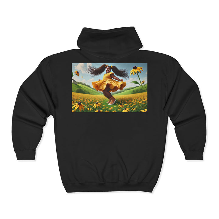 Olga Foreign design Joyous Black Full Zip Hoodie - Celebrate Happiness with Artful Design based on the poem "I did Me'
