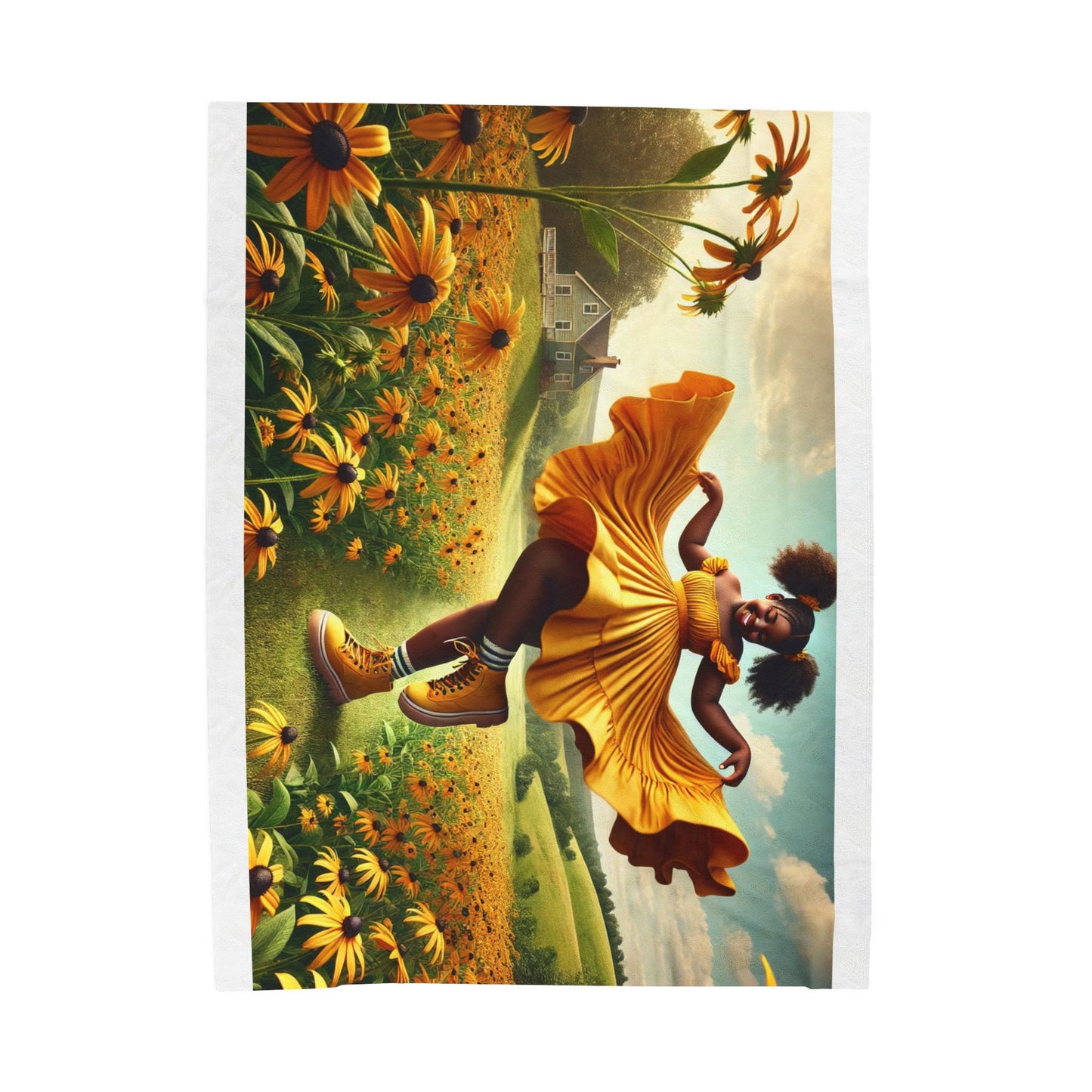 Joyfully Wrapped. By Olga Foreign. Sunflower Velveteen Plush Blanket - Cozy Home Decor for Kids