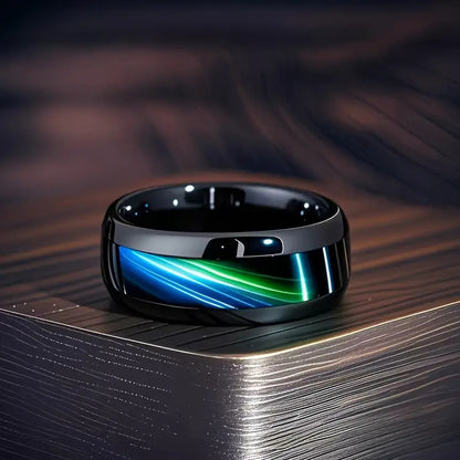 Men's 8mm Black Titanium Steel Ring