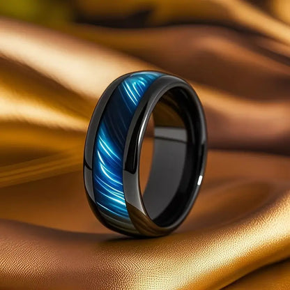 Men's 8mm Black Titanium Steel Ring