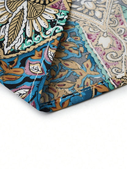 Women's Sexy Wrap-around Strappy Printed Halter High-waisted Dress