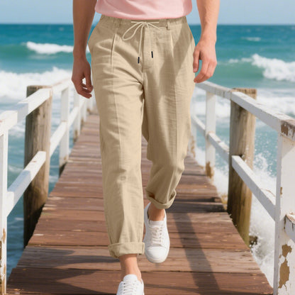 American Linen Men's Casual Pants Summer Loose Straight