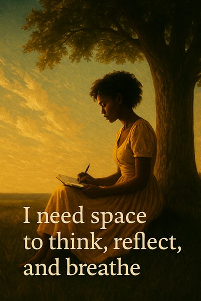 I need space to think, reflect, and breathe.